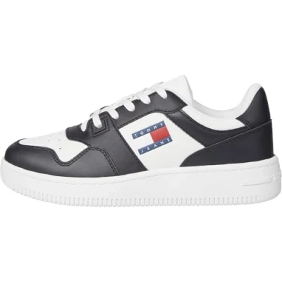 Afbeelding van Tommy Jeans NEW Retro Basket Sneakers laag, Dames, Maat: 40, Black Leer en textiel