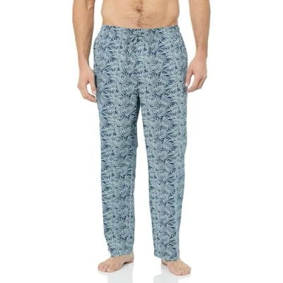 Afbeelding van Amazon Essentials Men&#039;s Geweven pyjamabroek met rechte pasvorm, Marineblauw Wit Palmblad, XL
