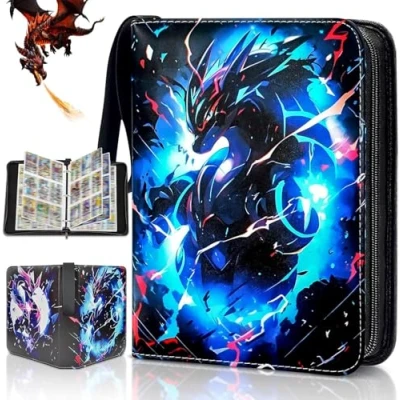 Afbeelding van Verzamelalbum, kaarten, verzamelkaartenalbum voor coole Lightning Dragon, 50 pagina&#039;s, 900 afneembare kaartenvakken, draagbaar, waterdicht, PU kaarthouder, verzamelboek, cadeau kinderen (B9)