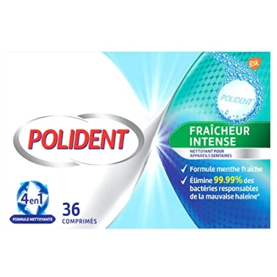 Afbeelding van Polident Dagelijkse reiniger, voor gedeeltelijke of volledige tandprothesen, intensieve frisheid, 36 tabletten