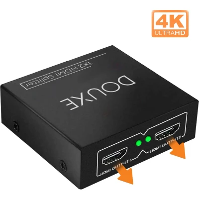Afbeelding van Douxe HDMI Splitter 1 in 2 uit Adapter Kabel Poorten Beeld Dupliceren
