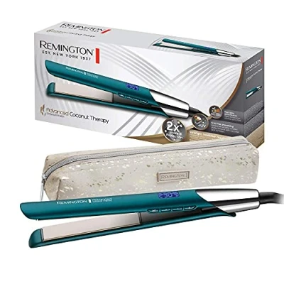 Afbeelding van Remington Advanced Coconut Therapy Ceramic Hair Straightener Salon Performance 110 mm Straighteners with Integrated Temperature Sensor S8648, Jade