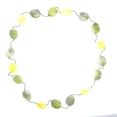 Afbeelding van Behave Lange ketting groen met platte kralen 120 cm