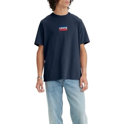 Afbeelding van Levi&#039;s Graphic Crewneck TEE Tshirt print, Heren, Maat: Small, Dark blue