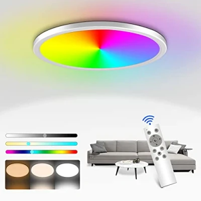 Afbeelding van led plafondlamp, dimbaar, met afstandsbediening, 25 W, RGB, 3200 lm, ronde 3000 K 6000 K, moderne plafondlamp voor badkamer, woonkamer, slaapkamer, keuken, kantoor,