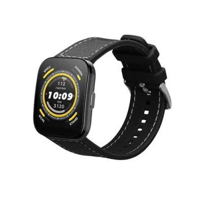 Afbeelding van kwmobile smartwatch bandje geschikt voor Huami Amazfit Bip 5 Unity / GTR 4 polsband Armband fitnesstracker Siliconen en nylon horlogeband in zwart