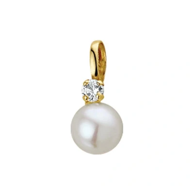Afbeelding van Trendjuwelier huiscollectie Hanger Geelgoud Parel en Zirkonia 6 mm