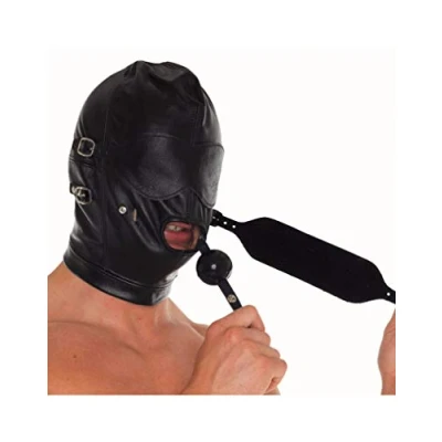 Afbeelding van Rimba Bondage Play Leren masker met afneembare gag en oogdelen