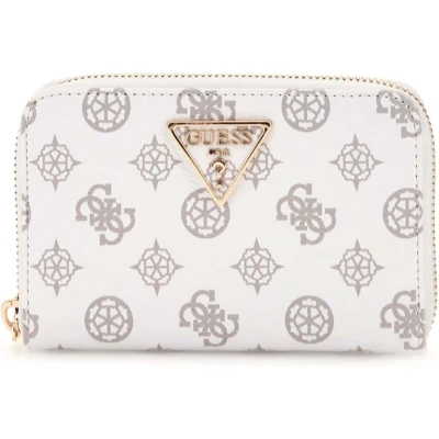 Afbeelding van GUESS Portemonnee Laurel Zip Around Wallet White Logo Wit