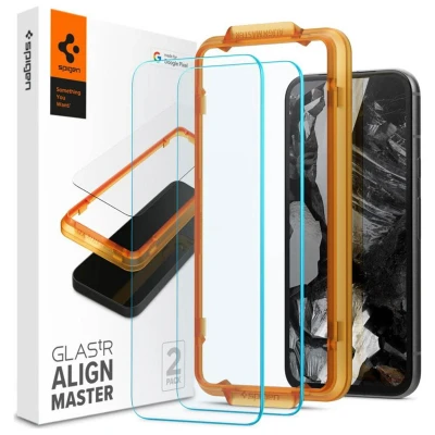 Afbeelding van Spigen AlignMaster Geschikt voor Google Pixel 8A 9H Tempered Glass Screen Protector Case Friendly Gemakkelijke Installatie 2 Pack