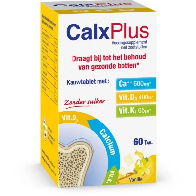 Afbeelding van CalxPlus Vanillesmaak 60 Kauwtabletten