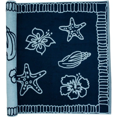 Afbeelding van The One Towelling Strandhanddoek Hawaii 90 x 190cm Navy/Light Blue