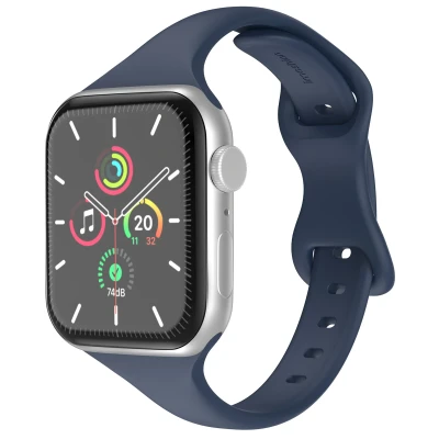 Afbeelding van Apple Watch bandje Siliconen en TPU (zacht) Blauw Geschikt voor Series1/2/3/4/5/6/7/8/9/10/SE (38/40/41 mm) Series 10 (42 Navy