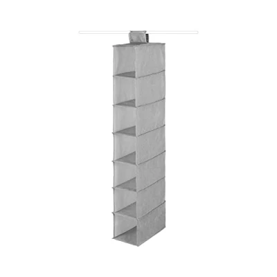 Afbeelding van Compactor Hangende organizer voor schoenen en kleding, 7 vakken, klittenbandsluiting, ondersteunt tot 6 kg, grijs/wit, Boston bereik, 15 x 30 H105 cm, RAN10167