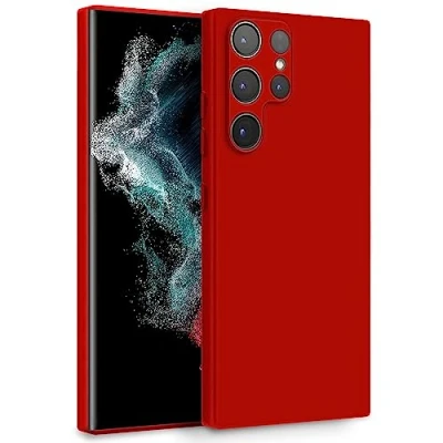 Afbeelding van MyGadget Beschermhoesje voor Samsung Galaxy S22 Ultra beschermhoes van zachte siliconen met dubbele laag Case camerabescherming en krasbestendige binnenvoering rood