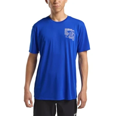 Afbeelding van Jack Wolfskin Vonnan Graphic Sport Tshirt, Heren, Maat: Small, Explore vibrant blue