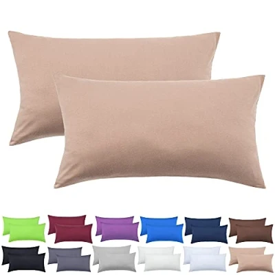 Afbeelding van NatureMark 2 pack jersey kussensloop kussenslopen zijslaper nekkussen vele maten en kleuren OEKO TEX (40 x 60 cm (nekkussen geschikt), zand/beige)