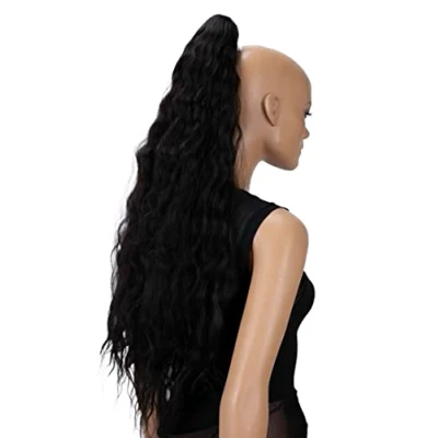 Afbeelding van CAISHA 70 cm Extra Lang Volumineus Golvend Haarstukje Met Clip On Vlecht Paardenstaart Hittebestendige Synthetische Vezels Donkerbruin H721