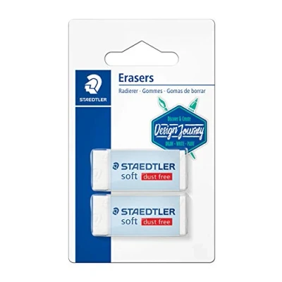 Afbeelding van Staedtler Soft 526 S30 witte gum. Blister met 2 zachte gummetjes.