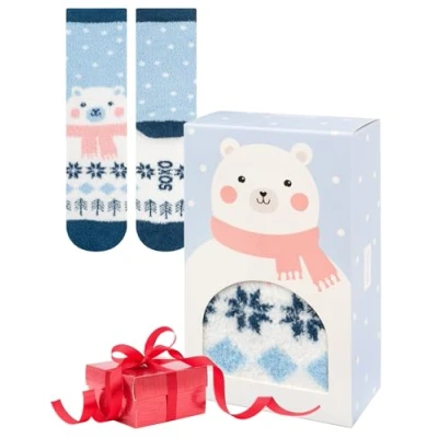 Afbeelding van soxo Chenille Sokken Voor Vrouwen Kerstsokken Cadeau Christmas Socks Kerst Gift Geschenkdoosjes 35 40 Teddybeer
