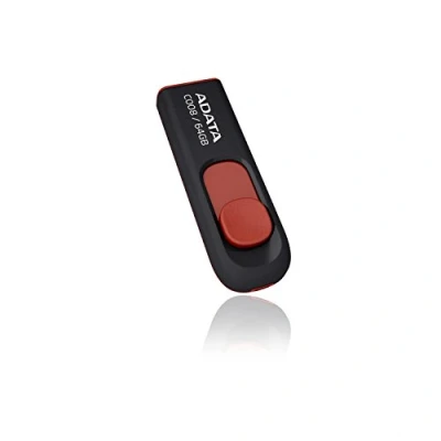 Afbeelding van A DATA C008 USB 64GB geheugenstick 2.0 zwart/rood