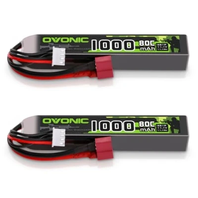 Afbeelding van OVONIC 3S Lipo 11.1V 80C 1000mAh Airsoft accu met Deans T voor Guns (2 stuks)