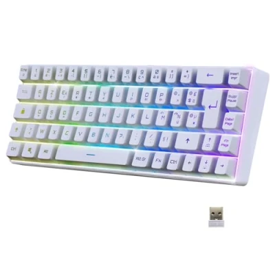 Afbeelding van EMPIRE GAMING K508 Compact draadloos gamingtoetsenbord TKL 65% (AZERTY FR) via Bluetooth / 2.4G/ Type C voor PS4/PS5/PC/Mac RGB achtergrondverlichting 68 toetsen 23 anti ghosting