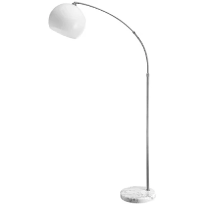 Afbeelding van Retro design Booglamp Staande Vloerlamp Zilver Opaalwit