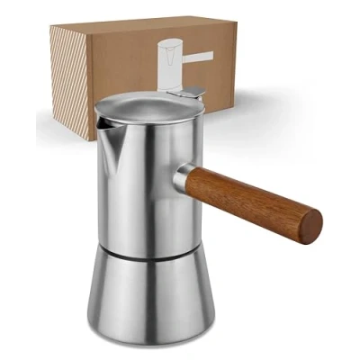 Afbeelding van LAMBDA COFFEE® Espressomachine, geschikt voor inductie, 200 ml, roestvrij staal, 3 4 kopjes, outdoor mokkakan, espresso maker, koffiezetapparaat
