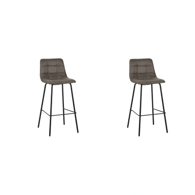 Afbeelding van LABEL51 Bistro Barkruk Grijs Micro Suede Kruk