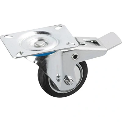 Afbeelding van Metafranc Zwenkwiel Ø 160 mm vastzetter 135 x 105 plaat massief rubberen wiel zacht loopvlak rollagers 150 kg draagkracht/transportrol/meubelrol/heavy duty rol / 800920