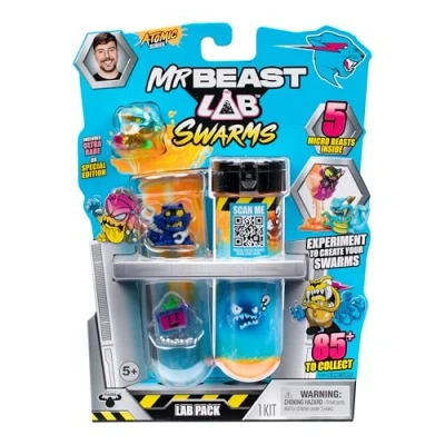 Afbeelding van MrBeast Lab Swarms Atomic Series pakket, experimenteer door water toe te voegen, de reageerbuis schudden en 2 van 5, 1 inch Themed Collectible Micro Beasts, meer dan 85
