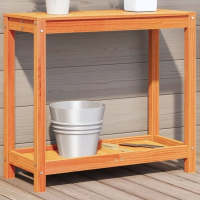 Afbeelding van Oppottafel met schap 82,5x35x75 cm massief grenenhout wasbruin