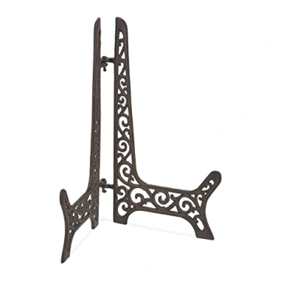Afbeelding van Relaxdays kookboekstandaard gietijzer bordenstandaard 24,5x1,5 cm tafelezel antiek bruin