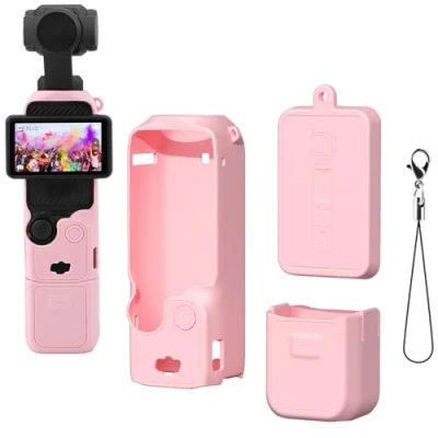 Afbeelding van Buziba siliconen beschermhoes voor DJI Osmo Pocket 3 hoes handheld gimbal actie camera accessoires (roze)