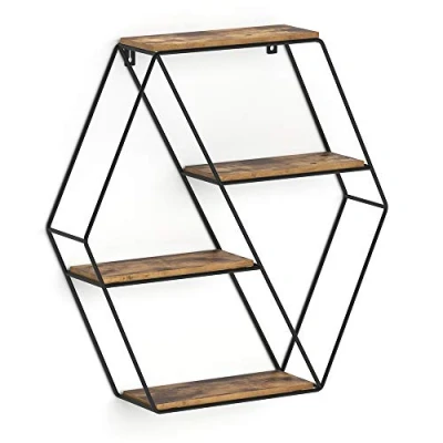Afbeelding van Vicco Wandrek &quot;Fyrk&quot;, Eiken rustiek/Zwart, 52 x cm Hoekvorm