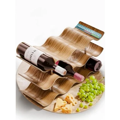 Afbeelding van Dreiklang be smart® Modern design wijnrek flessenrek 12 flessen wijn natuurlijk in walnoot hout voor wijnliefhebbers, 41,5 x 22,5 15,5 cm vrijstaand elegant decoratief klein en smal..