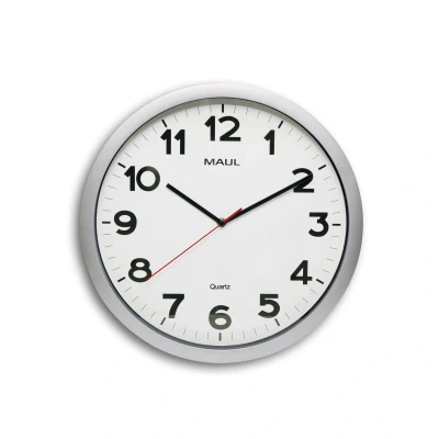 Afbeelding van Wandklok MAUL Step Quartz diameter40x5cm kunststof zilver/wit stildraaiend