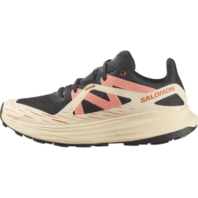 Afbeelding van Salomon Ultra FLOW Trail hardloopschoenen, Dames, Maat: 39 1/3, Black/tender peach/fusion coral Textiel/ synthetisch