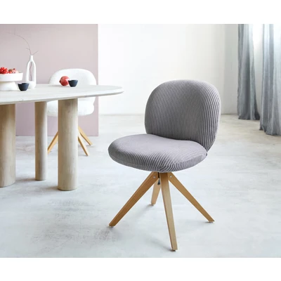 Afbeelding van DELIFE Draaistoel Nube Flex koord zilver grijs houten frame hoekig natuur pocketveer kern 180 draaibaar
