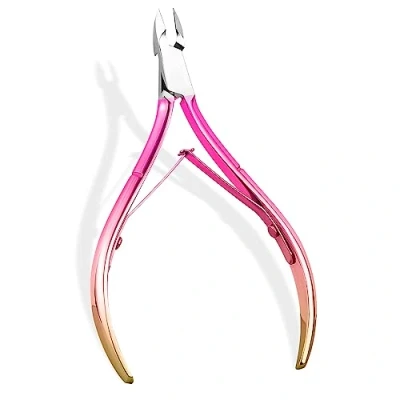 Afbeelding van Nagelriemtang, roestvrij staal, nagelriemschaar, professionele nagelschaar voor dikke of ingegroeide nagels, pedicure en manicure, roze kleurverloop
