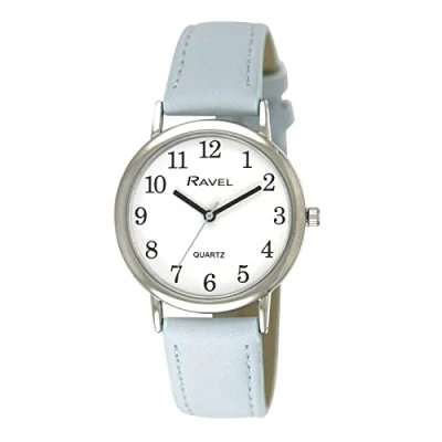 Afbeelding van Ravel Pastelkleurig vrouwenhorloge voor elke dag (zilverkleurig horlogekast 27 mm) Analoge Kwarts R0137.06.2 Blauw