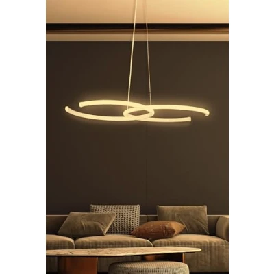 Afbeelding van Stowe 2 cirkel hanglamp, wit metaal en gele LED Menzzo