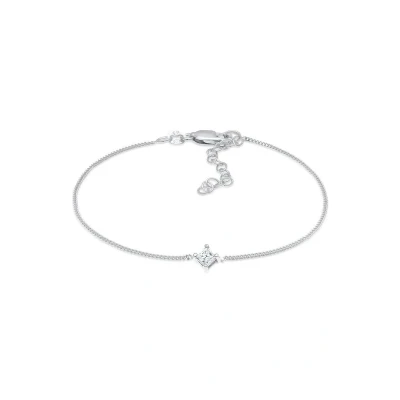 Afbeelding van Elli DIAMONDS Dames Solitaire vierkant Elegant met Diamant (0,1 ct.) in 925 Sterling Zilver