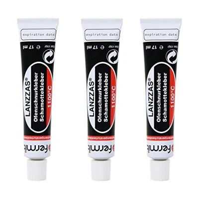 Afbeelding van LANZZAS afdichtsnoer vuurvaste lijm, 3 tubes hittebestendige lijm tot 1100 C, geschikt voor de afdichting van kachel, en vezelstoffen.