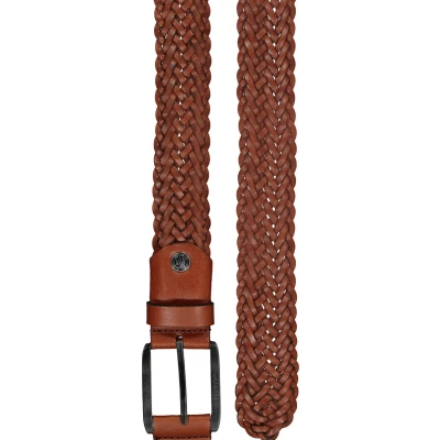 Afbeelding van LINDENMANN leren heren riem cognac gevlochten