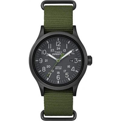 Afbeelding van Timex Expeditie Scout Nylon riem heren horloge, Groene Slip thru, Mens Standard, Thru