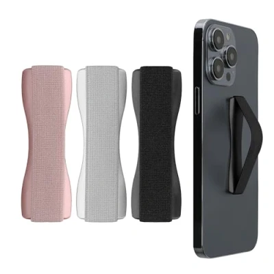 Afbeelding van kwmobile vingerhouder voor smartphone Vingergreep telefoon Zelfklevende finger holder Set van 3 In zwart / zilver roségoud