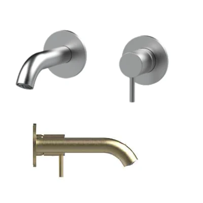 Afbeelding van SB Round 316 inbouw wastafelmengkraan Geborsteld Messing PVD 102mm
