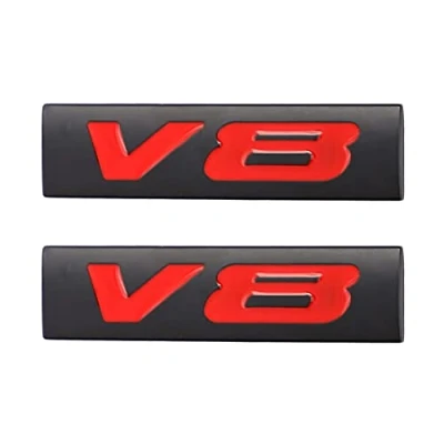 Afbeelding van 2 stuks V8 Embleem Sticker Auto Van Toepassing op Body Bagage en Andere Items Logo Accessoires (Zwart Rood)